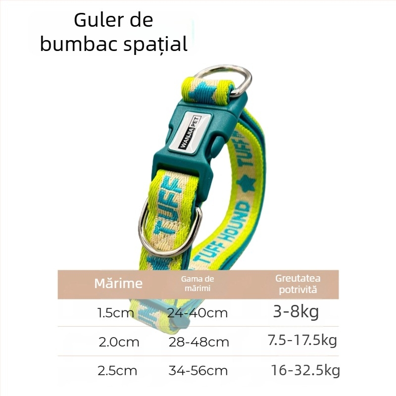Guler de câine cu Space Cotton și nailon imitativ, căptușeală moale, potrivire universală, pentru toate sezoanele, Stil INS