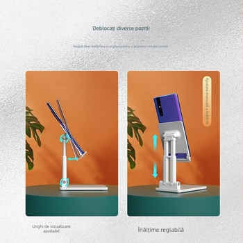 Suport de birou pentru telefon și tabletă, model X7, design cu braț dublu pliabile, ABS + contragreutate metalică, antivibrații, compatibil universal