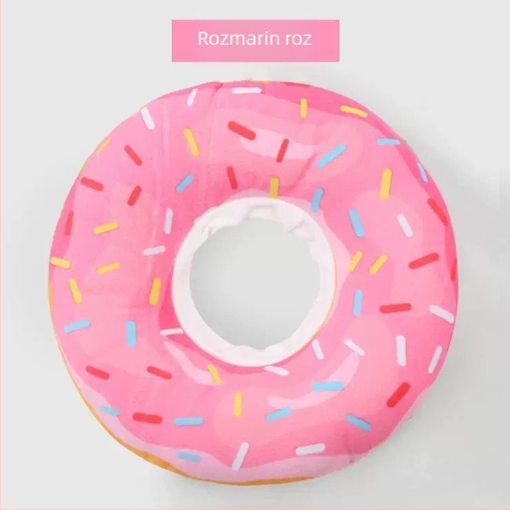 Colier de recuperare pentru pisici, în formă de donut, reglabil, material moale (textil + bumbac PP)