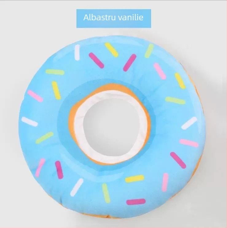 Colier de recuperare pentru pisici, în formă de donut, reglabil, material moale (textil + bumbac PP)