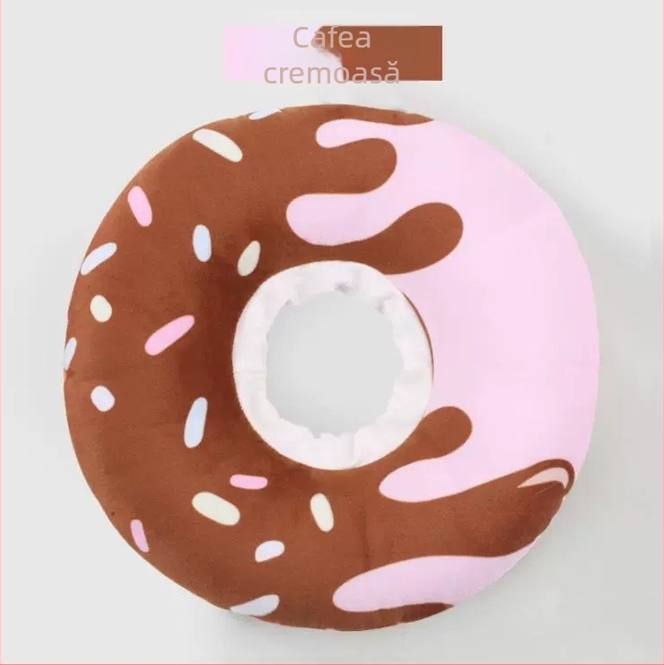 Colier de recuperare pentru pisici, în formă de donut, reglabil, material moale (textil + bumbac PP)
