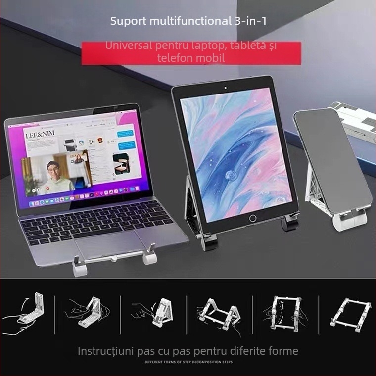 Stand de birou – suport multifuncțional pentru telefon și tabletă, din plastic, compatibilitate generală, personalizare acceptată