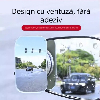 Oglindă retrovizoare cu ventuză, mică oglindă rotundă, unghi ultra-larg 360°, oglindă auxiliară pentru unghiul mort la motocicletă, ultra-clar