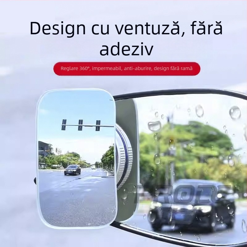 Oglindă retrovizoare cu ventuză, mică oglindă rotundă, unghi ultra-larg 360°, oglindă auxiliară pentru unghiul mort la motocicletă, ultra-clar