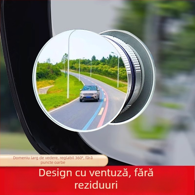 Oglindă retrovizoare cu ventuză, mică oglindă rotundă, unghi ultra-larg 360°, oglindă auxiliară pentru unghiul mort la motocicletă, ultra-clar