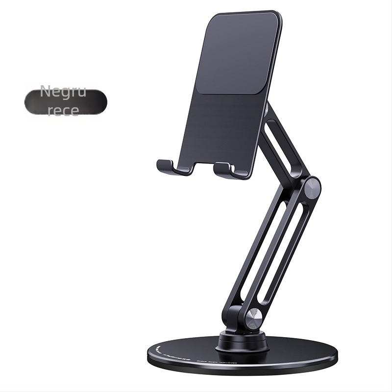 Suport pliabil din aliaj de aluminiu, rotativ la 360° pentru telefoane și tablete, model L08P, greutate 415 g