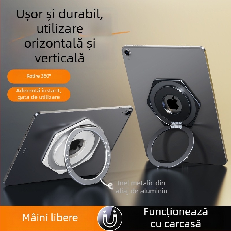 Pavan 05910 Suport magnetic rotativ pentru tabletă, pliabil și portabil, rotire de 360°, compatibil cu iPad/iPhone