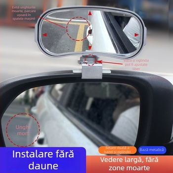 Oglindă retrovizoare auto multifuncțională, câmp vizual 360°, construcție metalică, oglindă auxiliară pentru unghiuri moarte – Si Yi Cheng