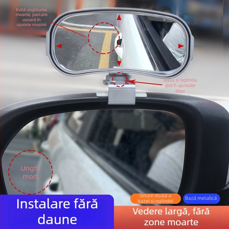 Oglindă retrovizoare auto multifuncțională, câmp vizual 360°, construcție metalică, oglindă auxiliară pentru unghiuri moarte – Si Yi Cheng