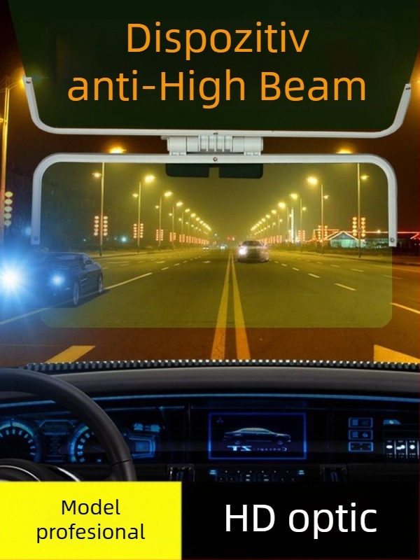 VIZOR AUTO Anti-Strălucire, Utilizare Zi-Noapte, Montaj cu Adeziv, Potrivire Universală