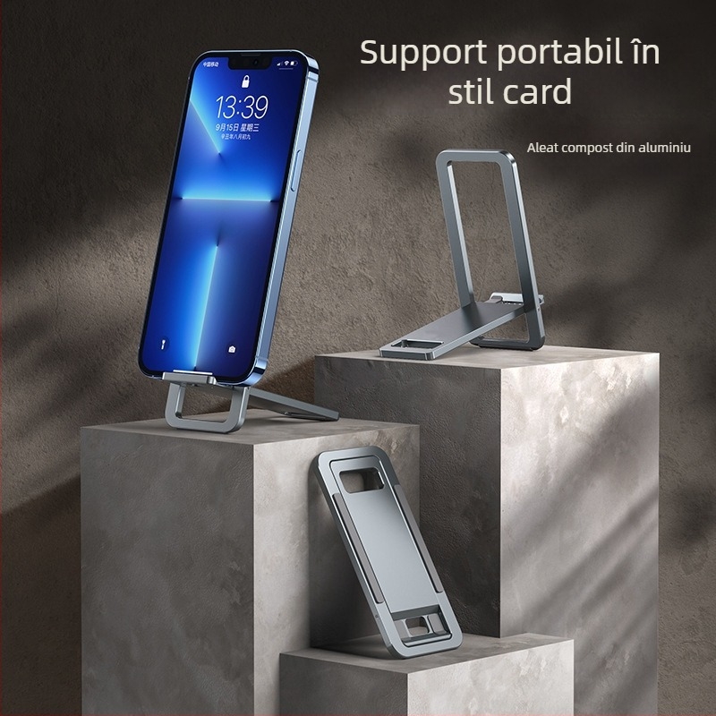 Suport de birou pentru telefon și tabletă, din aliaj de aluminiu, pliabil, portabil, reglaj continuu