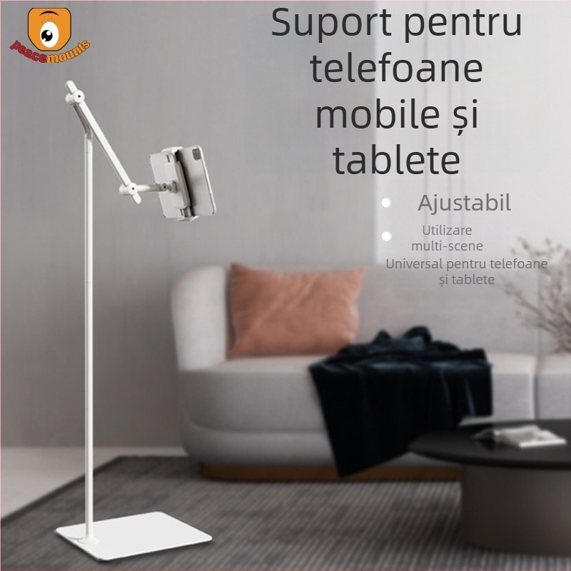PM-FL02 Suport metal pe podea pentru tabletă și telefon, braț extensibil, pentru înregistrări video live