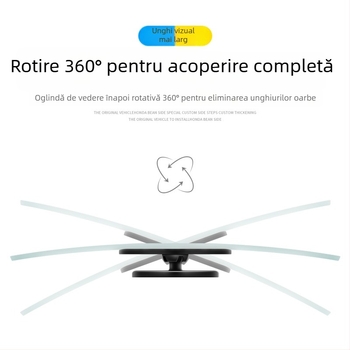 Oglindă retrovizoare auto – oglinzi auxiliare pentru unghiuri moarte, 360° unghi larg, set de două (pătrat și rotund) – ajutor pentru mersul înapoi