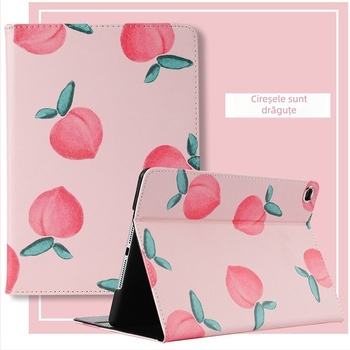 Effie husă din piele cu clapetă și stand pentru iPad 10.2 / Air 2 / 9.7 / Mini 5 / iPad 6 – acoperire totală, fermoar, embossat, design desen animat
