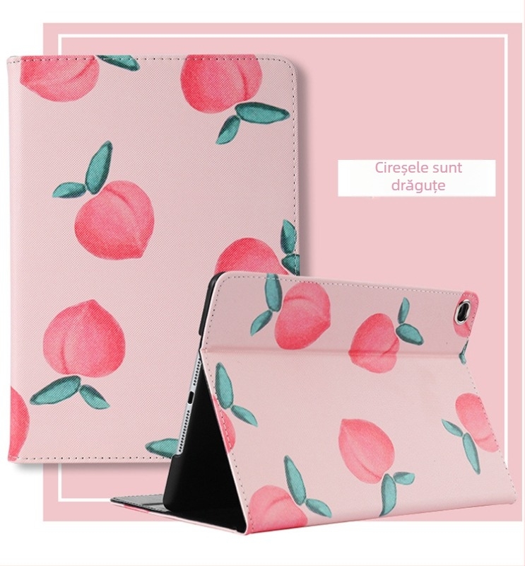 Effie husă din piele cu clapetă și stand pentru iPad 10.2 / Air 2 / 9.7 / Mini 5 / iPad 6 – acoperire totală, fermoar, embossat, design desen animat