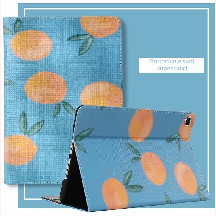 Effie husă din piele cu clapetă și stand pentru iPad 10.2 / Air 2 / 9.7 / Mini 5 / iPad 6 – acoperire totală, fermoar, embossat, design desen animat