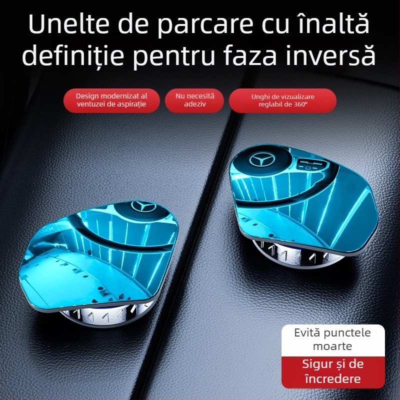 Cool Chi oglindă retrovizoare auto cu unghi larg 360° HD, design fără ramă, oglindă rotundă, ajutor pentru unghiul mort