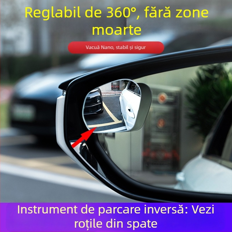 Cool Chi oglindă retrovizoare auto cu unghi larg 360° HD, design fără ramă, oglindă rotundă, ajutor pentru unghiul mort