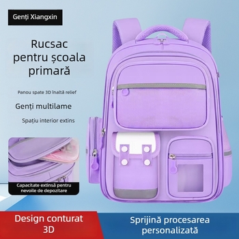 Rucsac școlar unisex din nylon pentru clasele 3-6, reduce încărcarea, curele cu pernă de aer