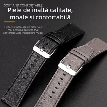 Brățară de ceas din piele naturală 22 mm pentru Huawei GT5 46 mm, Watch5, Huami GTR și Xiaomi GT2