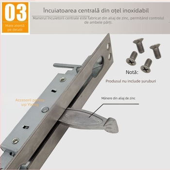 Mecanism central de încuire pentru uși din oțel inoxidabil, model YX-8036, stil modern simplu