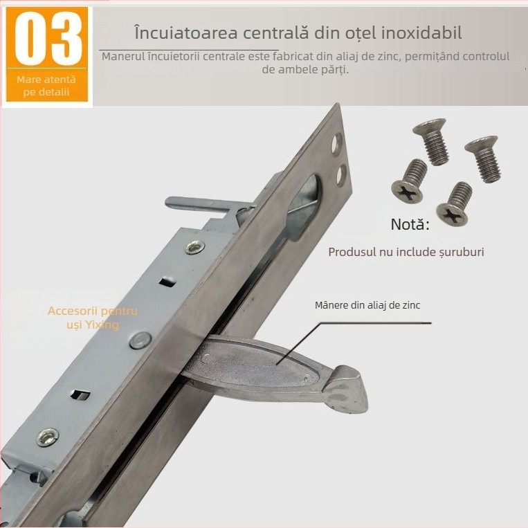 Mecanism central de încuire pentru uși din oțel inoxidabil, model YX-8036, stil modern simplu