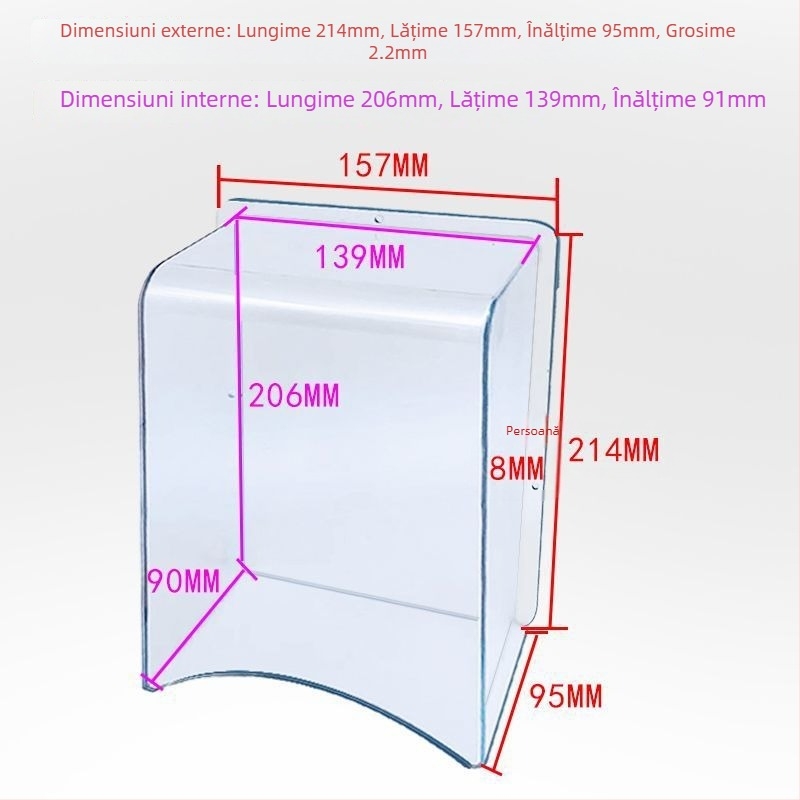 Capac transparent impermeabil pentru sistemul de control al accesului cu cititor de amprente și înregistrare a prezenței