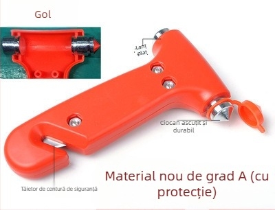 Cioc de siguranță auto 2-în-1 cu spargător de geam și tăietor de centură, ABS plastic, 100 g