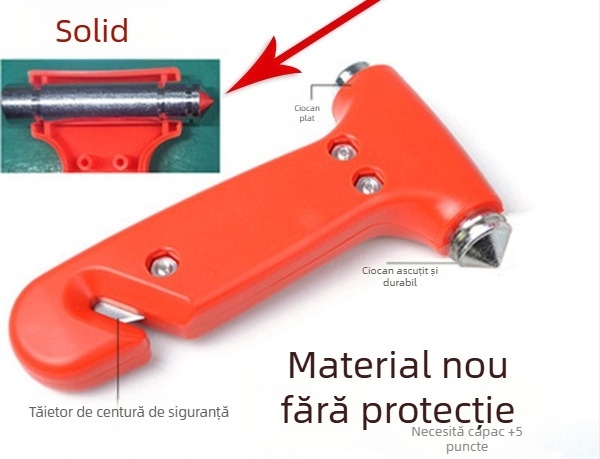 Cioc de siguranță auto 2-în-1 cu spargător de geam și tăietor de centură, ABS plastic, 100 g