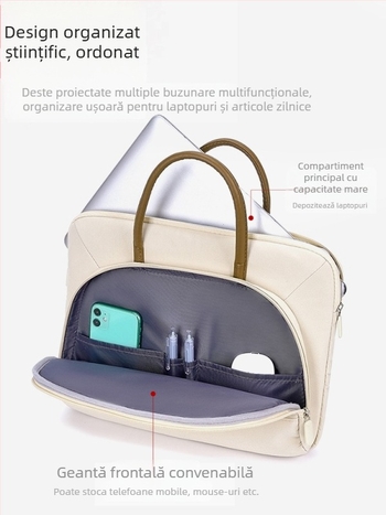 Geantă de laptop pentru femei - impermeabilă, ultra-ușoară, rezistentă la uzură, Oxford țesătură, căptușeală din poliester