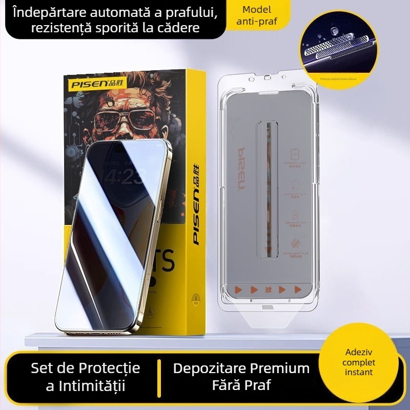 Protecție ecran din sticlă temperată pentru Apple iPhone 16 Pro Max, 15 și 14 – claritate HD, Anti-Peep, acoperire integrală a ecranului