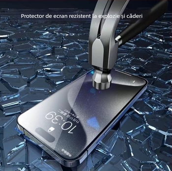 Protecție ecran din sticlă temperată pentru iPhone 14 Pro Max - Anti-Peep, acoperire completă, rezistent la căderi