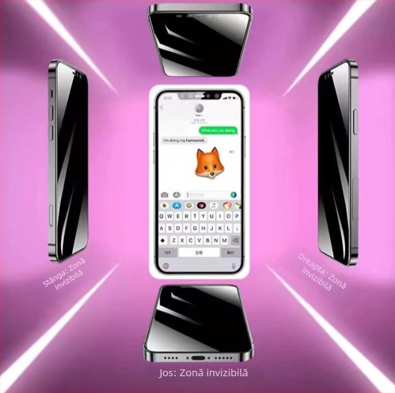 Protecție ecran din sticlă temperată pentru iPhone 14 Pro Max - Anti-Peep, acoperire completă, rezistent la căderi