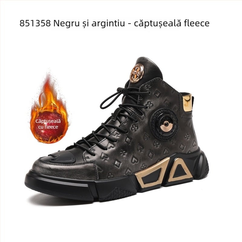 Ghete Martin, exterior din piele de primul strat, talpă PU, căptușeală din piele de porc, fermoar lateral, toc de 3–5 cm, cizme de iarnă