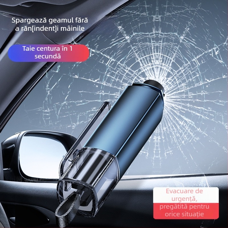 Cioc de siguranță auto pentru spargerea geamului, aliaj de aluminiu + PC, utilizare subacvatică în situații de urgență, greutate 100 g, marca RUNDONG AUTO ACCESSORIES