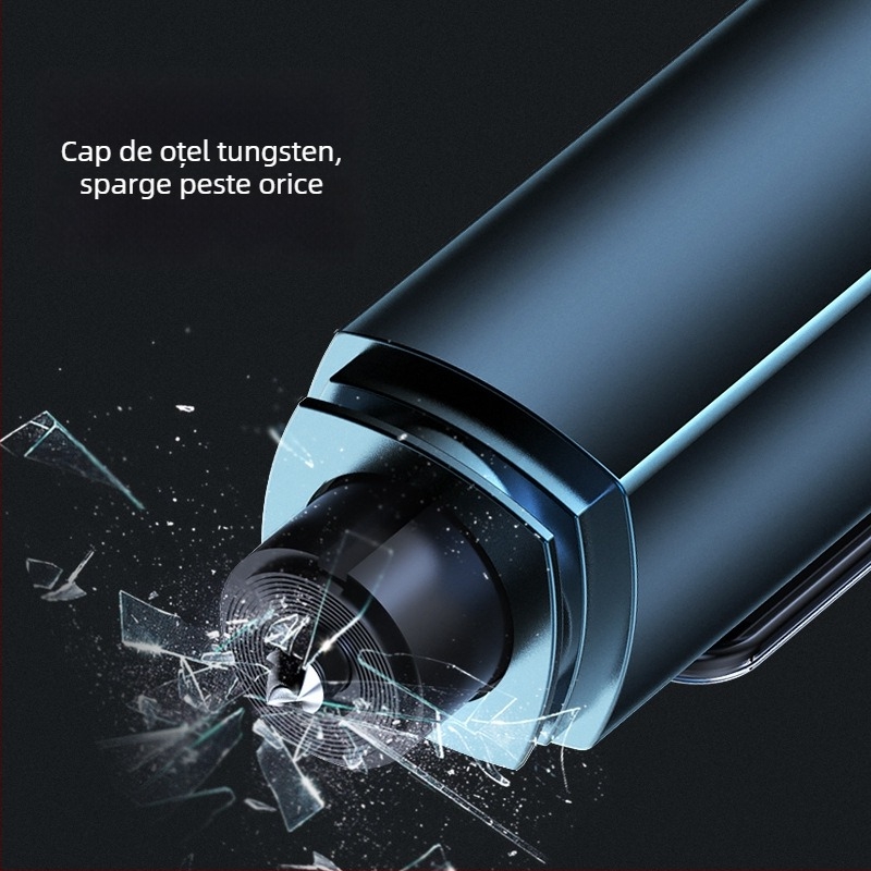 Cioc de siguranță auto pentru spargerea geamului, aliaj de aluminiu + PC, utilizare subacvatică în situații de urgență, greutate 100 g, marca RUNDONG AUTO ACCESSORIES