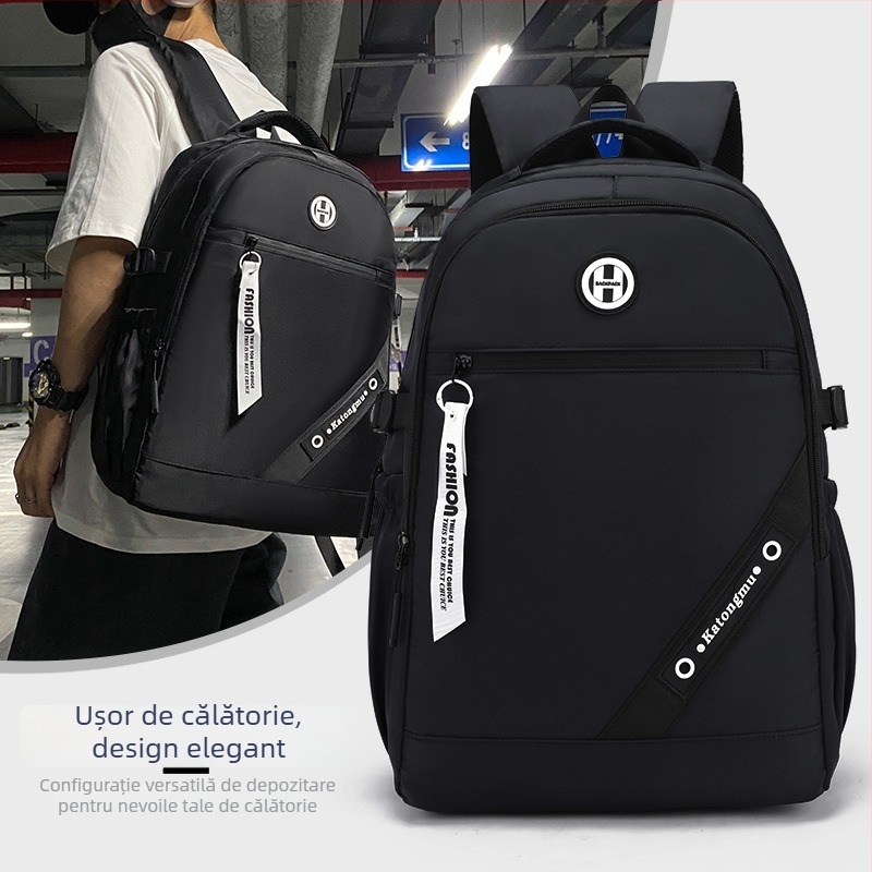 Rucsac din nylon cu extensie, capacitate mare pentru școală, bretele cu pernă de aer
