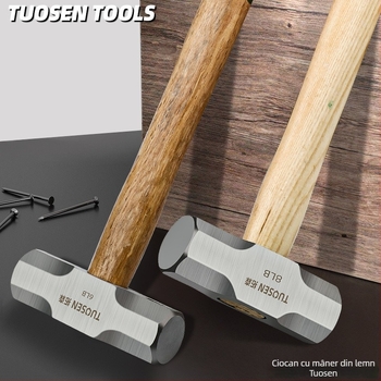 TUOSEN ciocan hexagonal, cap din oțel cu carbon înalt, mâner din lemn, seria ciocanelor hexagonale, greutate netă 1,3 kg