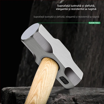 TUOSEN ciocan hexagonal, cap din oțel cu carbon înalt, mâner din lemn, seria ciocanelor hexagonale, greutate netă 1,3 kg