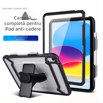 Apple iPad 2022 husă TPU transparentă cu suport pliabil în 3 poziții, rezistentă la șocuri, disipare căldură, uzură
