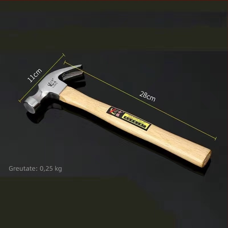 Ciocan cu cap sferic și mâner din lemn — cap din oțel cu carbon înalt, unealtă pentru prelucrarea lemnului