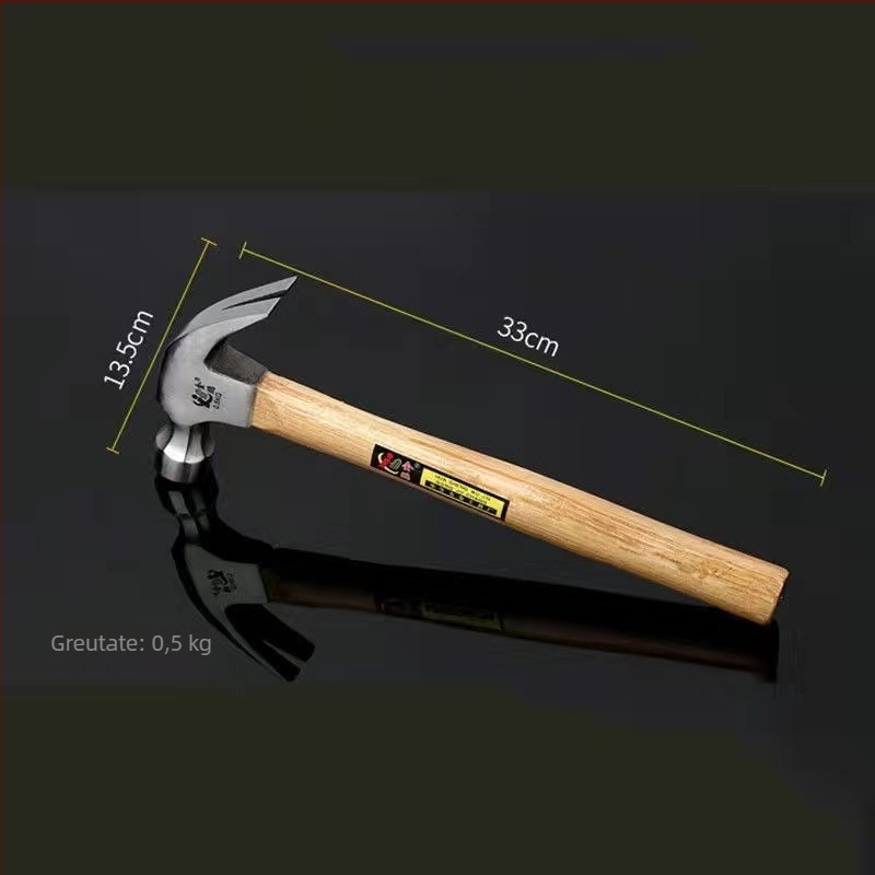 Ciocan cu cap sferic și mâner din lemn — cap din oțel cu carbon înalt, unealtă pentru prelucrarea lemnului