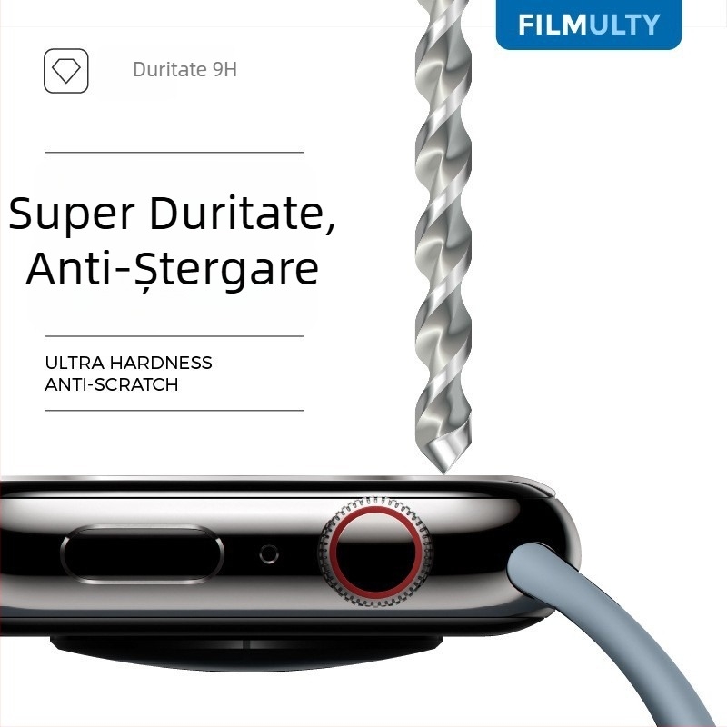 Protecție ecran Apple Watch S10 din sticlă temperată, folie frontală, claritate HD, împotriva prafului, rezistență la căderi