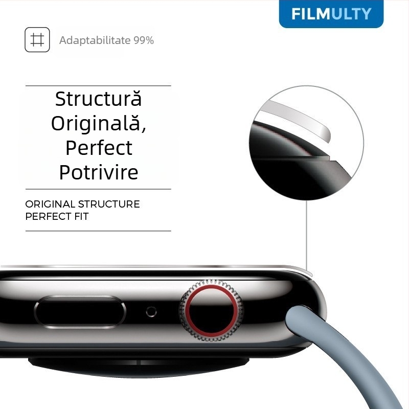 Protecție ecran Apple Watch S10 din sticlă temperată, folie frontală, claritate HD, împotriva prafului, rezistență la căderi