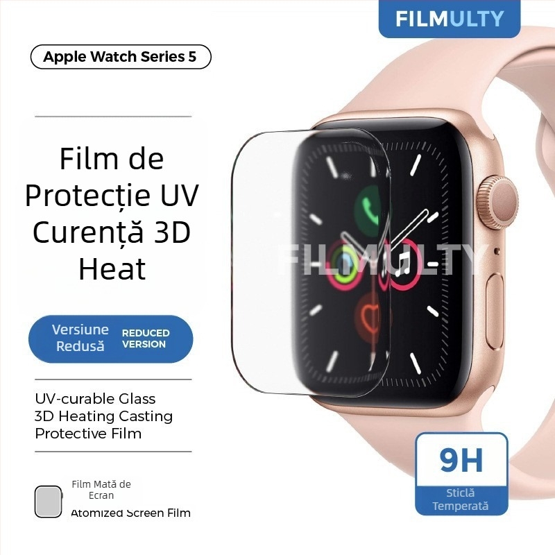 Protecție ecran Apple Watch S10 din sticlă temperată, folie frontală, claritate HD, împotriva prafului, rezistență la căderi