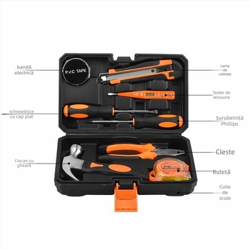 Set de scule de 9 piese pentru utilizare acasă și în mașină – oțel carbon pentru reparații la domiciliu și auto