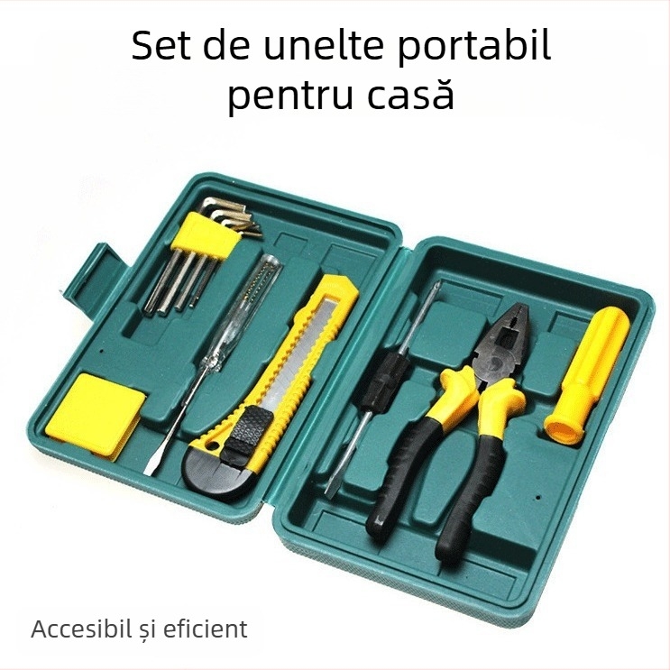 Set de scule pentru casă – 11- sau 12-piese din oțel aliat cu ciocan, cheie, șurubelnițe și clește – 0,5 kg
