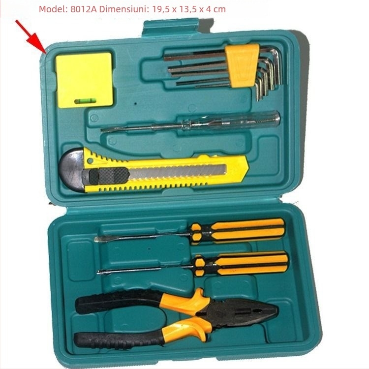 Set de scule pentru casă – 11- sau 12-piese din oțel aliat cu ciocan, cheie, șurubelnițe și clește – 0,5 kg