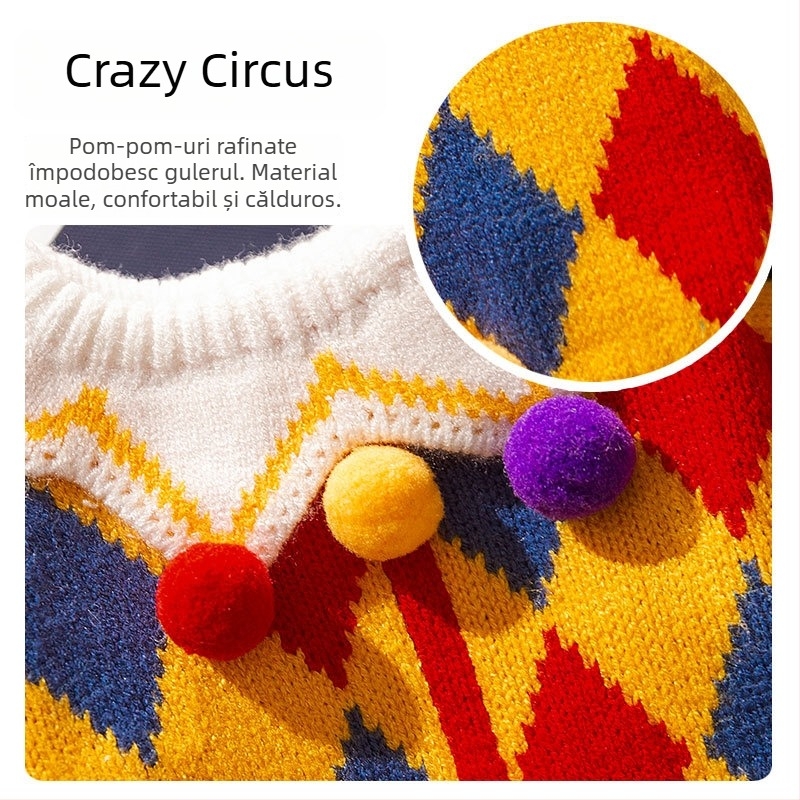 Pulover pentru câini, toamnă-iarnă, tricot cu model carouri, pentru rase mici