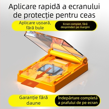 Protecție ecran din sticlă securizată pentru Apple Watch Ultra 49mm, acoperire totală, fără praf, instalare rapidă